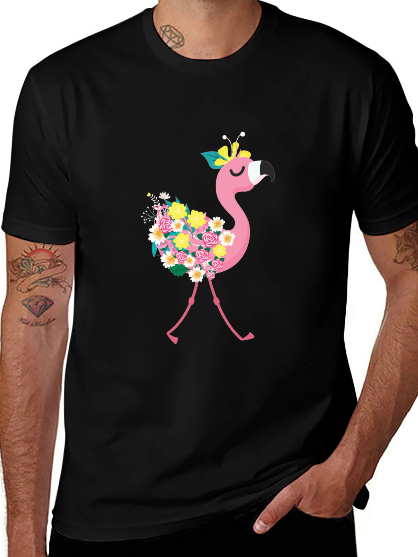 Floral Flamingo Graphic Tee - Fun & Stylish!