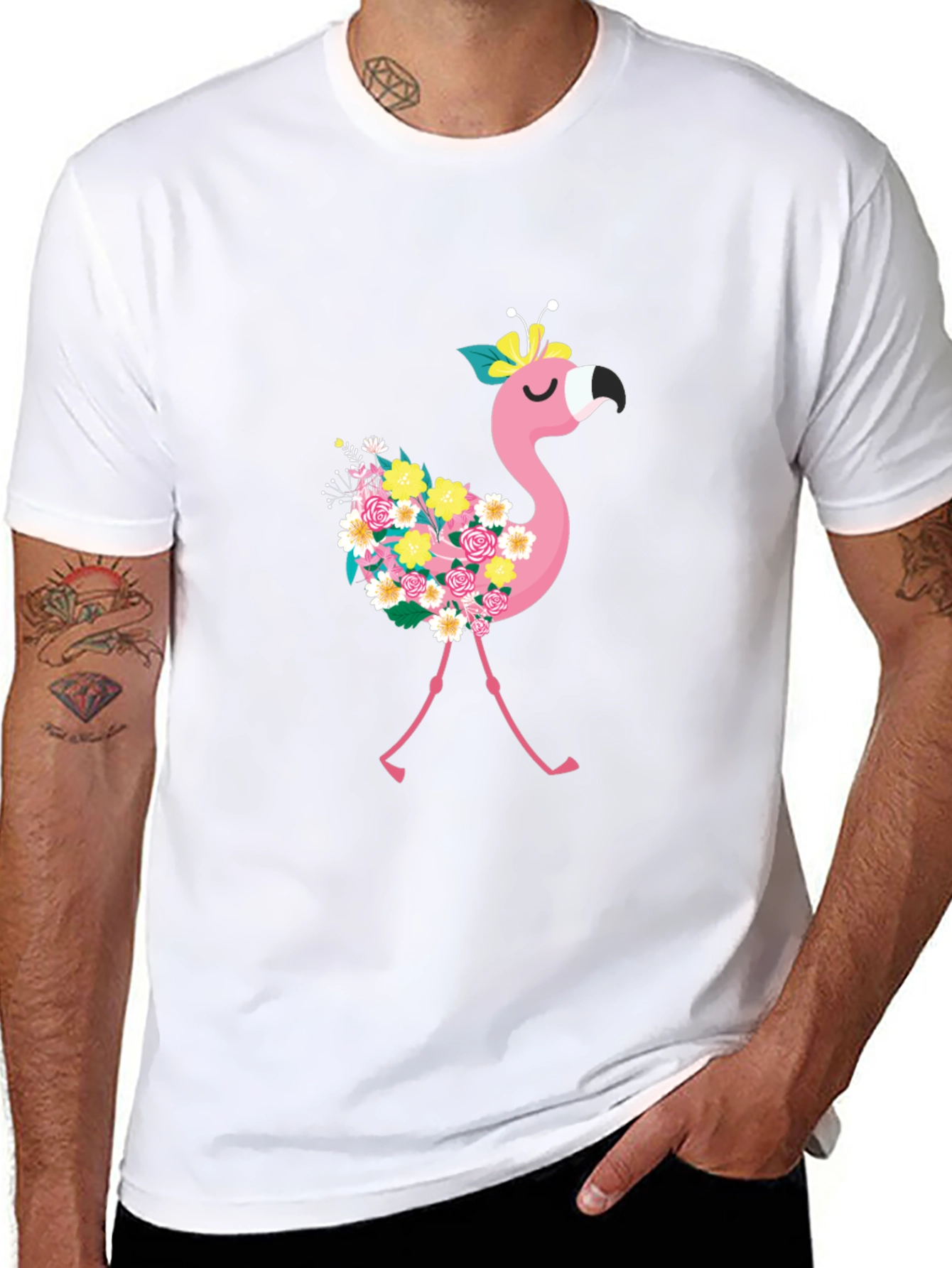 Floral Flamingo Graphic Tee - Fun & Stylish!