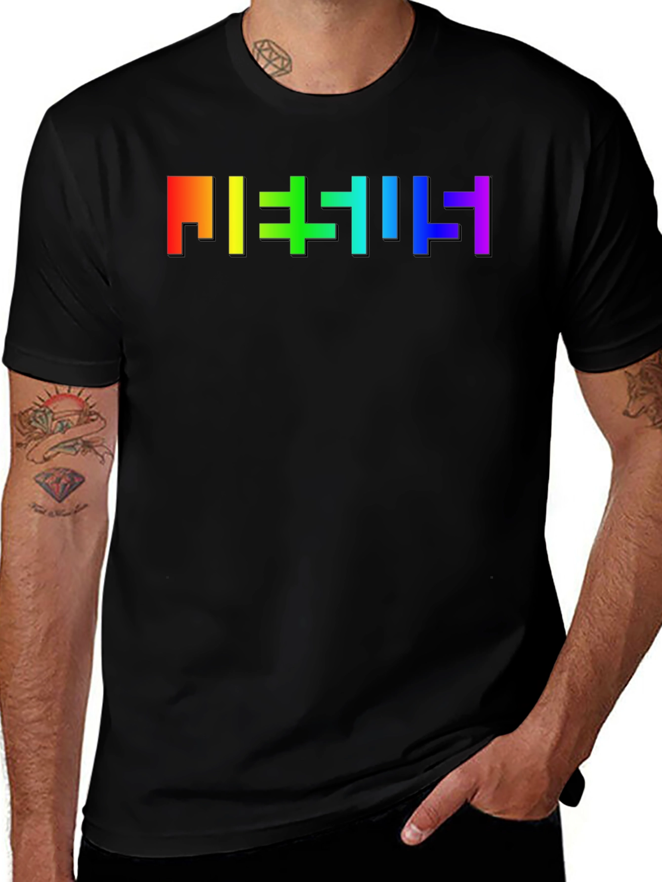Rainbow Pixel Word T-Shirt