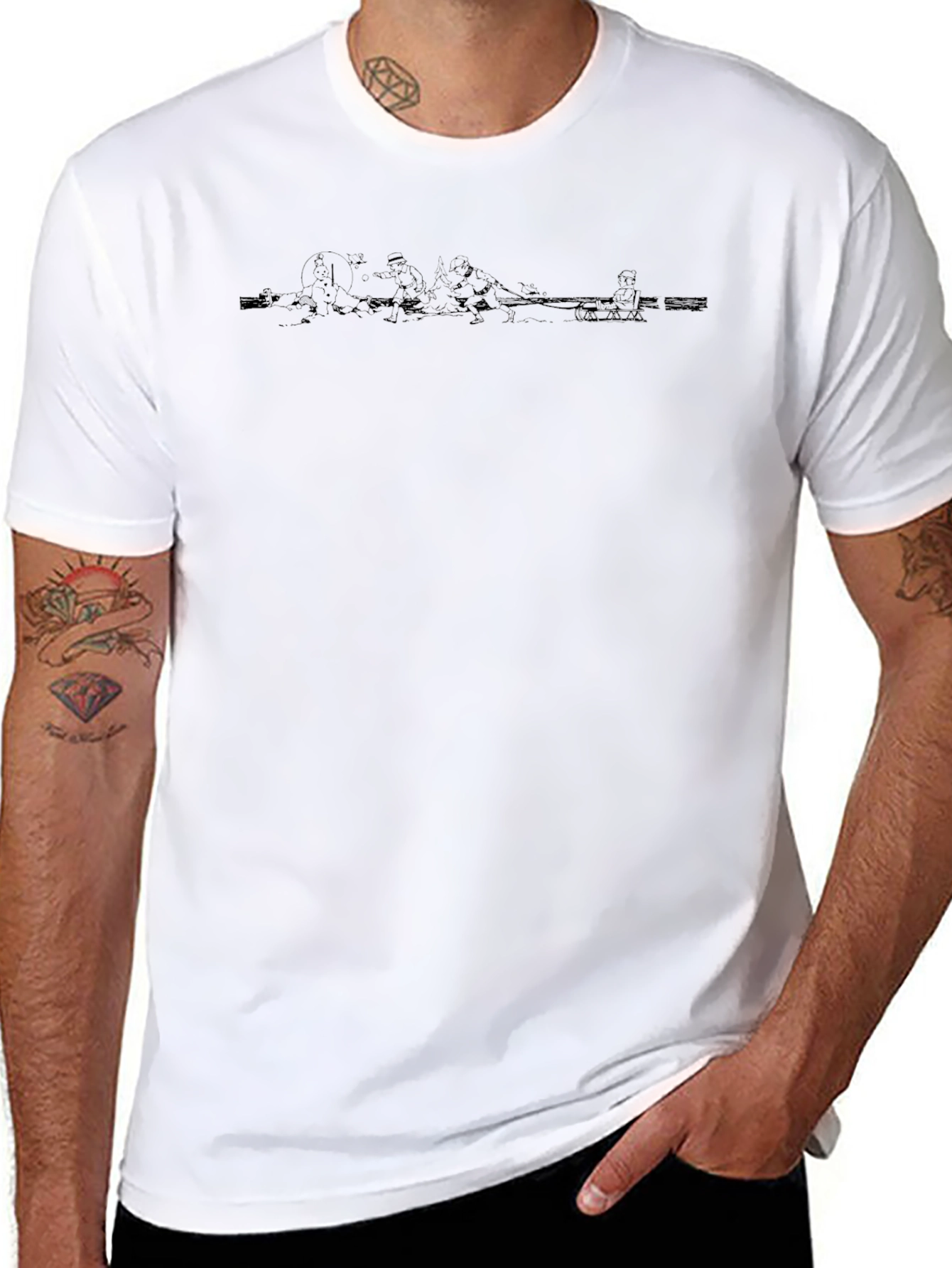 Mens Graphic Black T-Shirt - Rowers Design