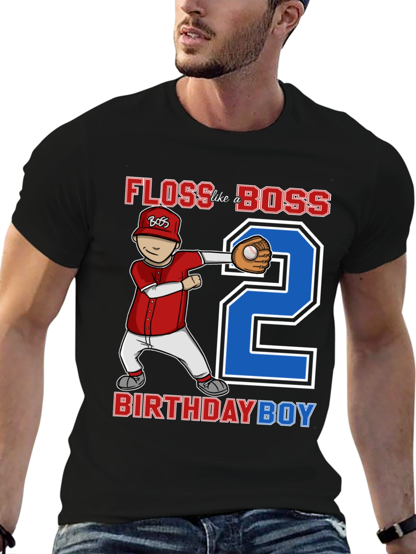Floss Like A Boss Birthday Boy Baseball T-Shirt