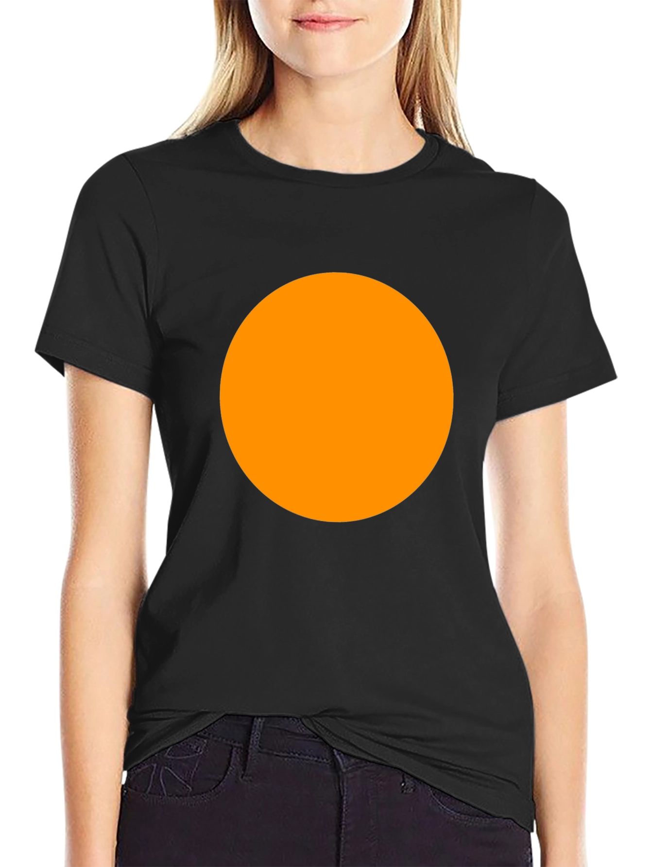 Mens Black T-Shirt with Orange Circle Graphic