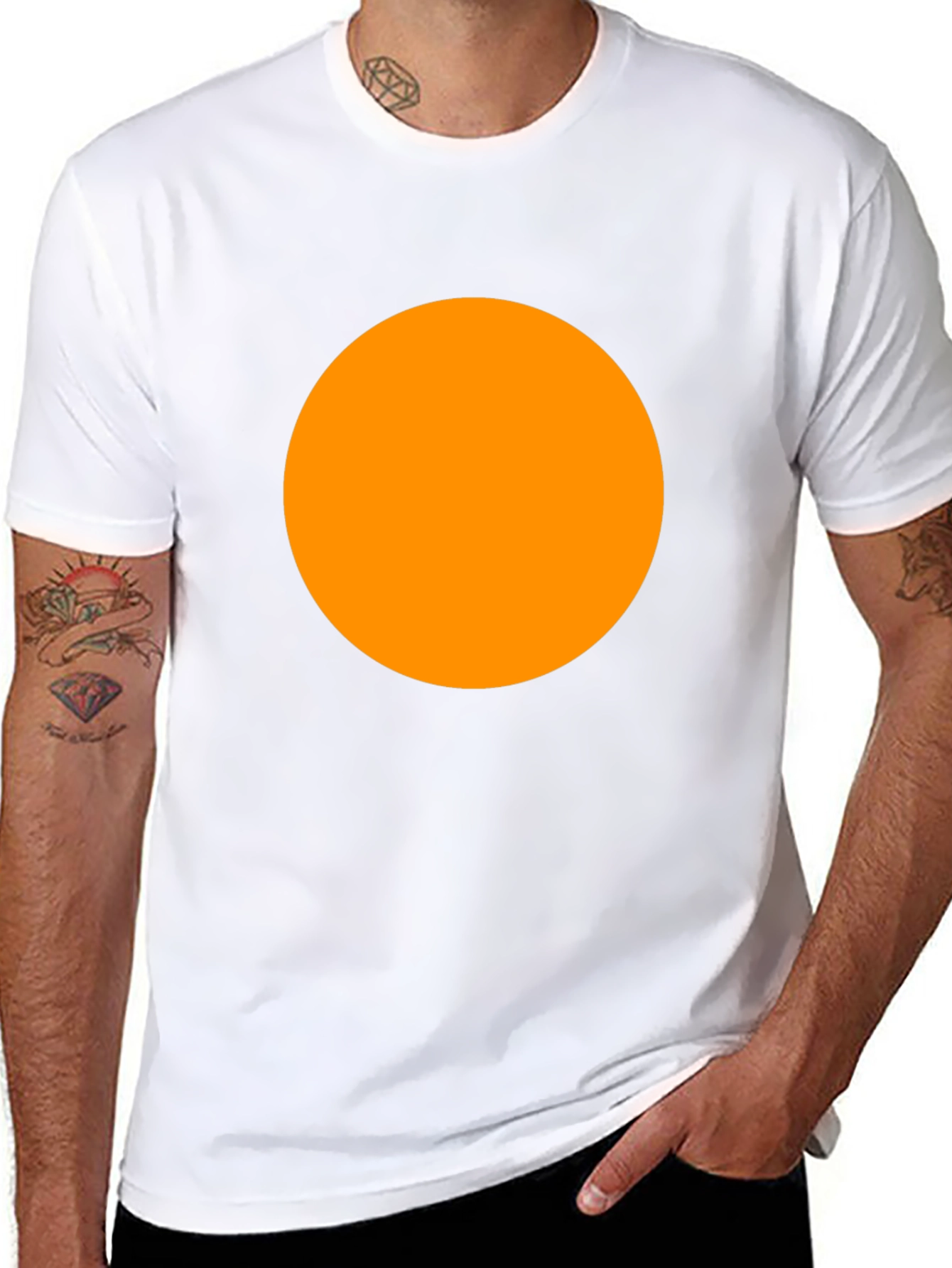 Mens Black T-Shirt with Orange Circle Graphic