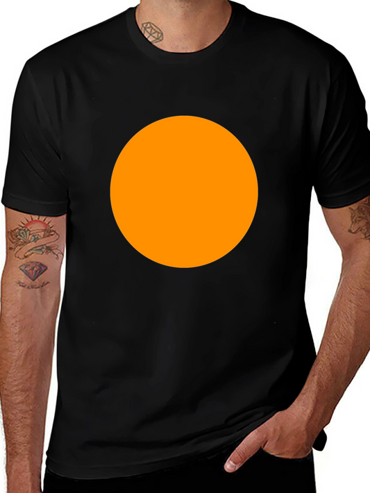 Mens Black T-Shirt with Orange Circle Graphic