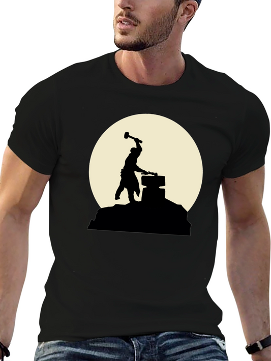 Blacksmith Silhouette T-Shirt - Hammer & Anvil Design