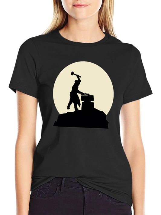 Blacksmith Silhouette T-Shirt - Hammer & Anvil Design
