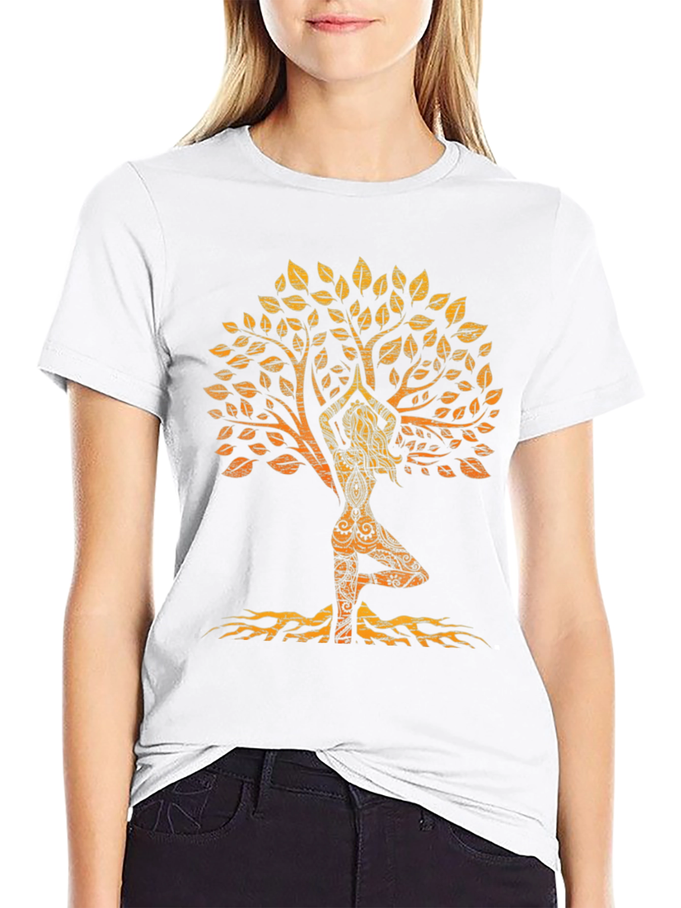 Yoga Tree Silhouette Black T-Shirt