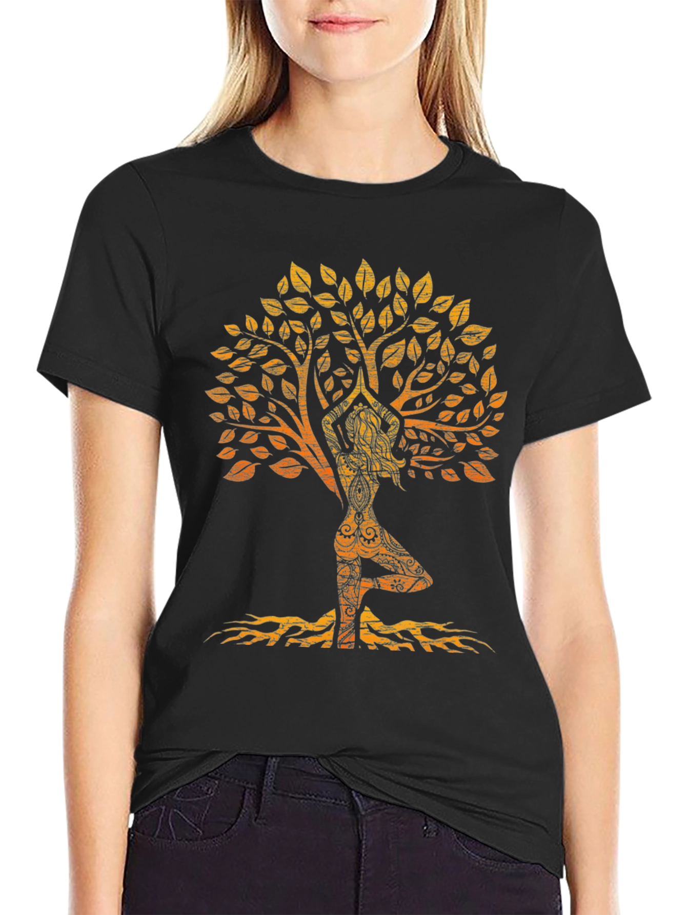 Yoga Tree Silhouette Black T-Shirt