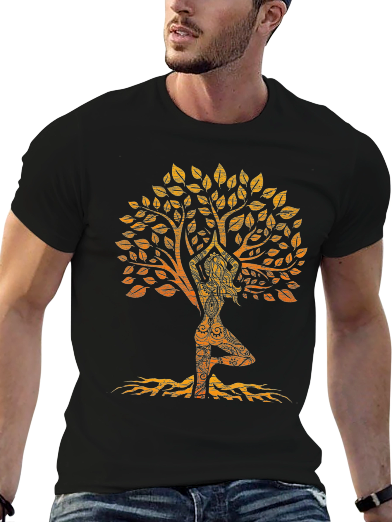 Yoga Tree Silhouette Black T-Shirt