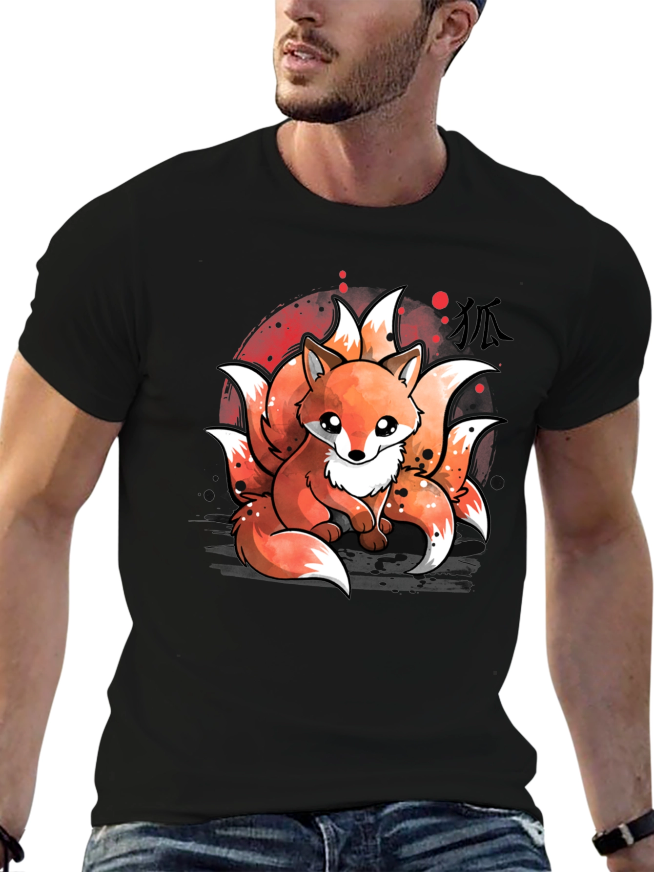 Nine-Tailed Fox Graphic T-Shirt - Anime Design