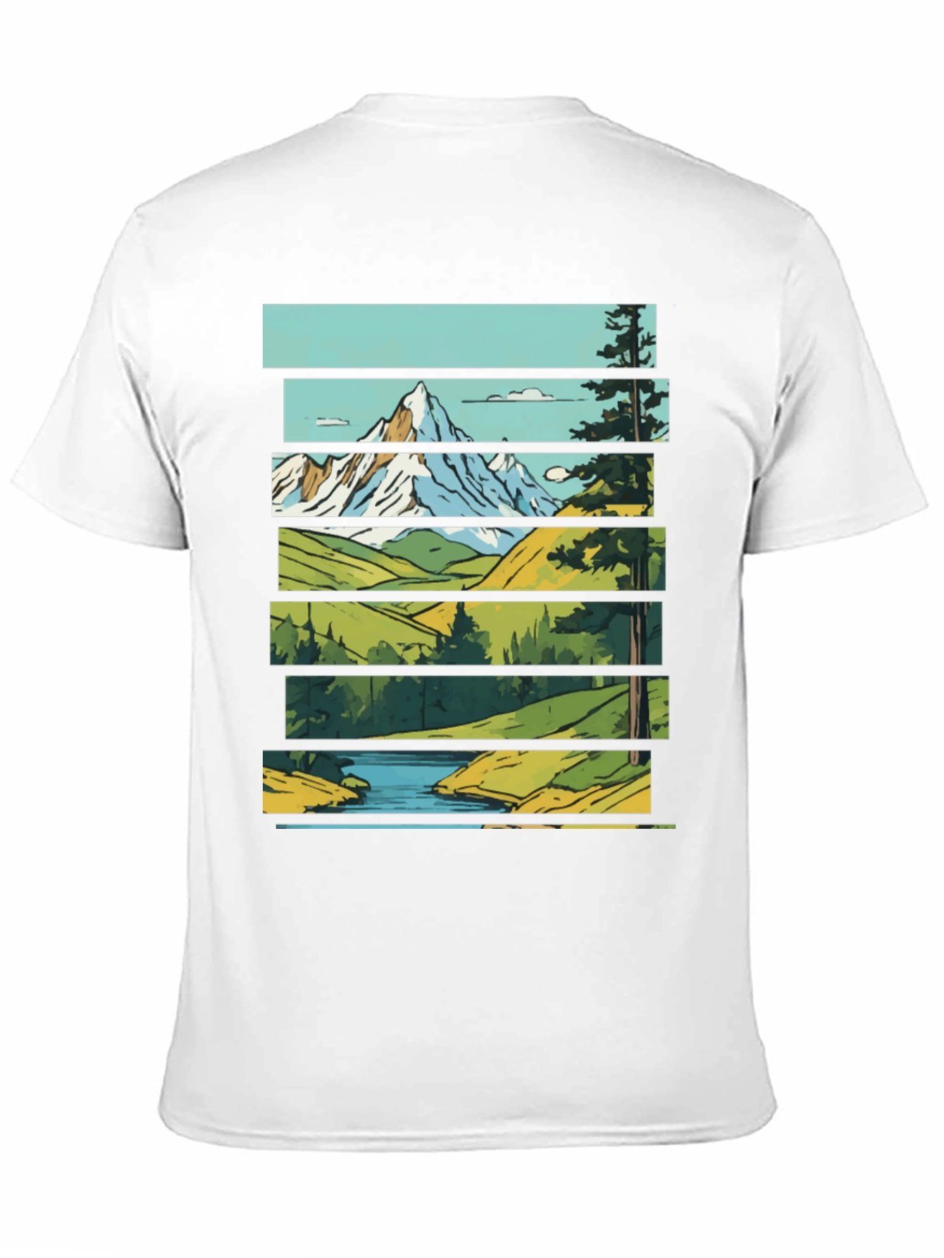 Scenic Landscape Graphic Tee - Mountain & River Print