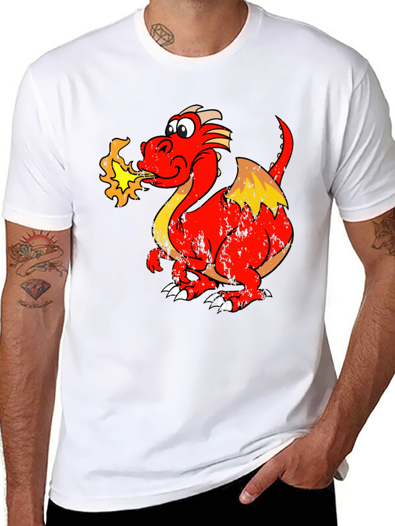 Fiery Dragon Graphic Tee - Black Cotton Shirt