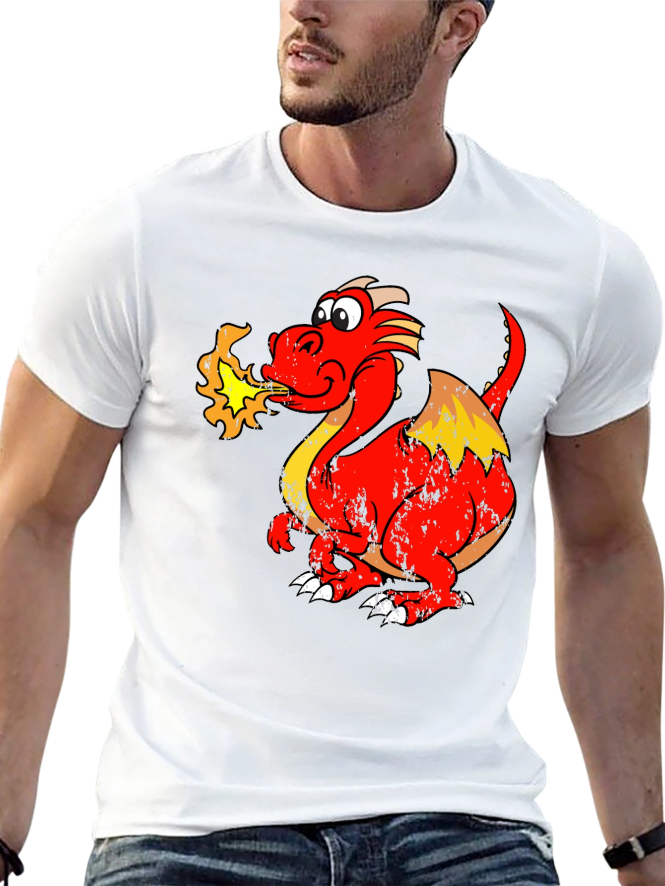 Fiery Dragon Graphic Tee - Black Cotton Shirt