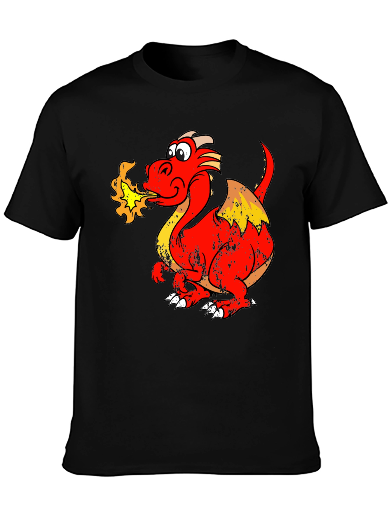 Fiery Dragon Graphic Tee - Black Cotton Shirt