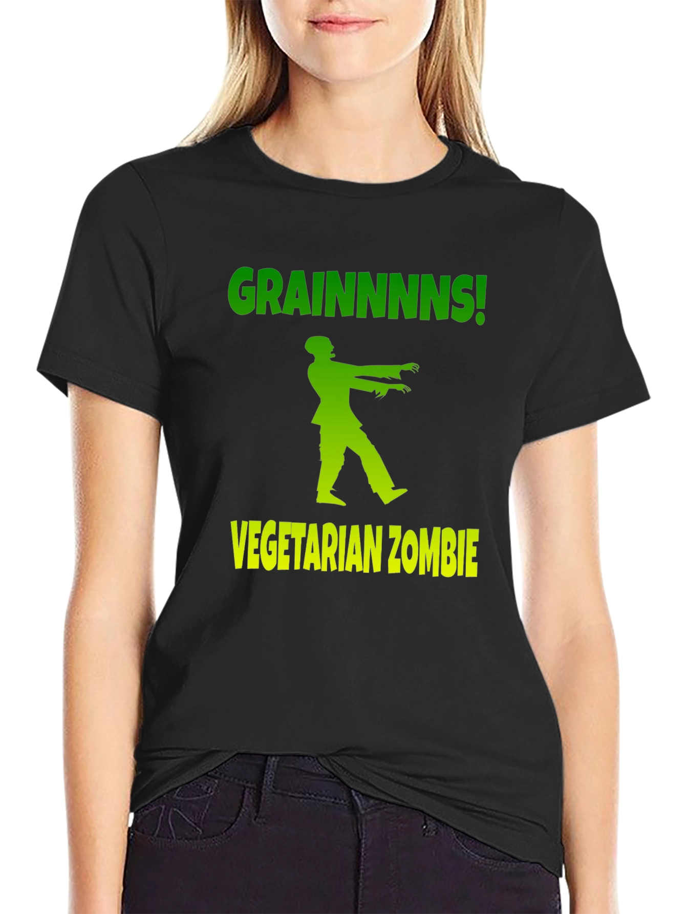 Vegetarian Zombie T-Shirt - Grainnnns! Funny Graphic Tee