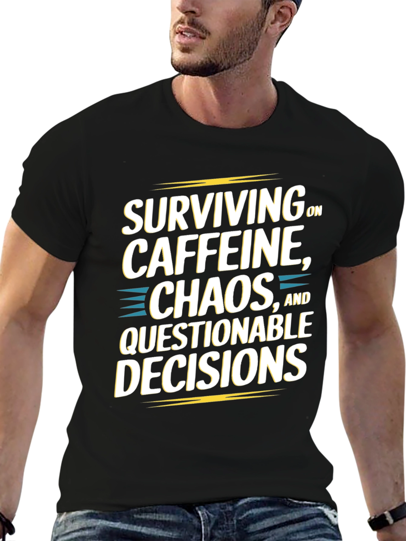 Surviving On Caffeine Chaos and Questionable Decisions Graphic Tee