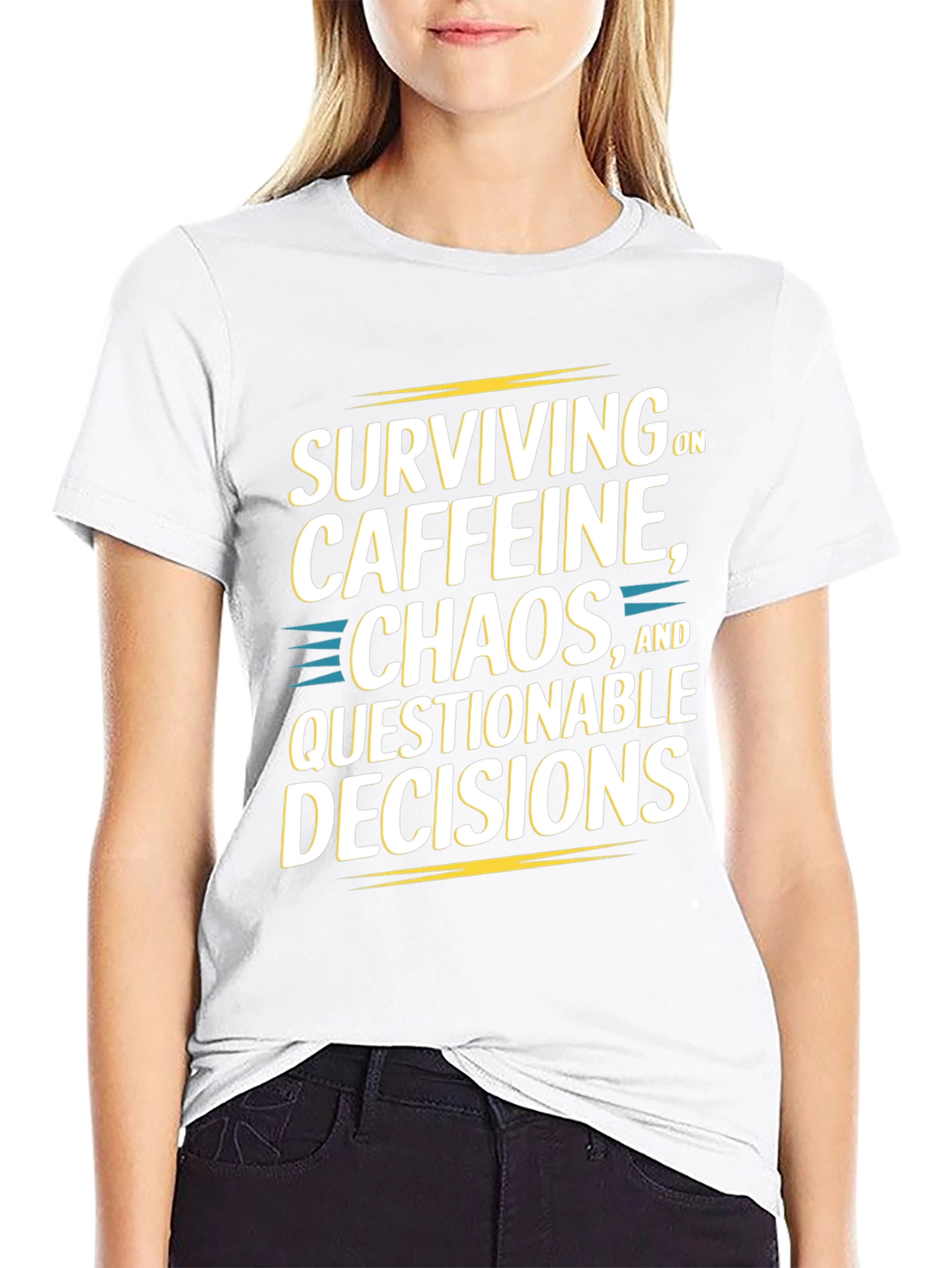 Surviving On Caffeine Chaos and Questionable Decisions Graphic Tee