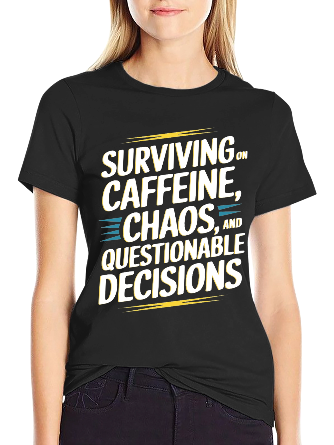 Surviving On Caffeine Chaos and Questionable Decisions Graphic Tee