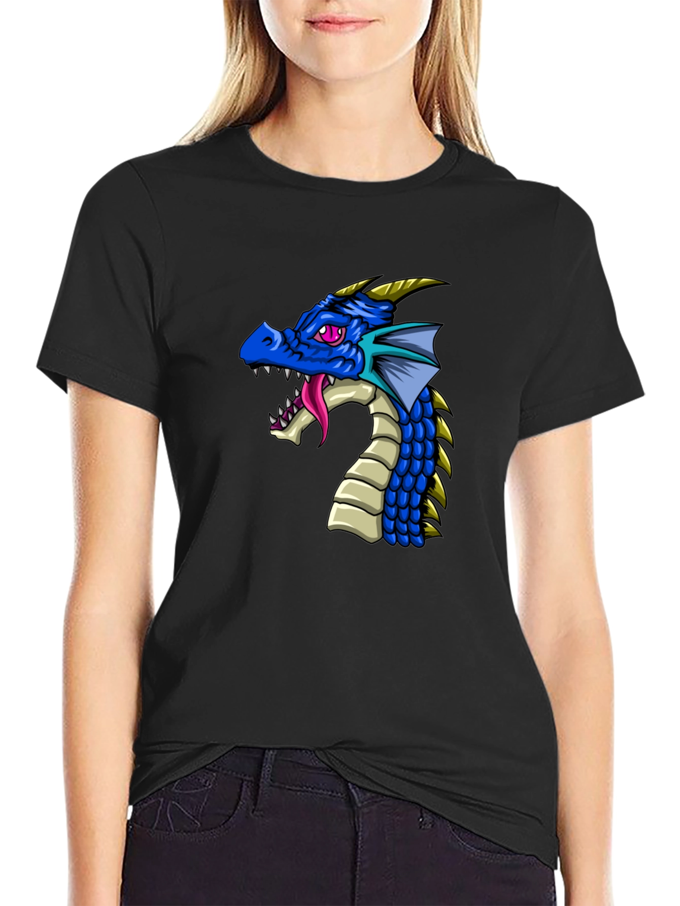 Dragon Graphic Print Black T-Shirt