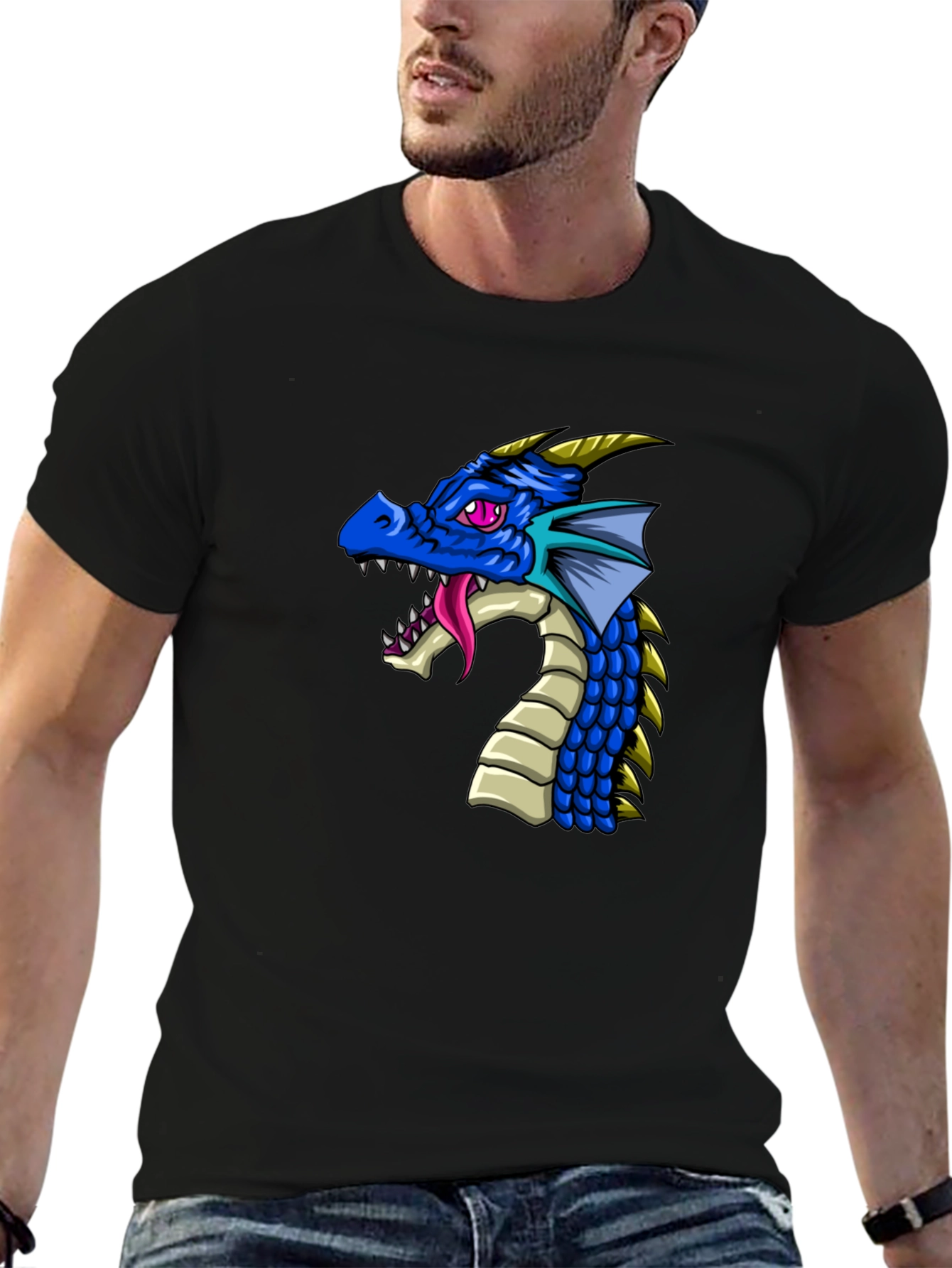 Dragon Graphic Print Black T-Shirt