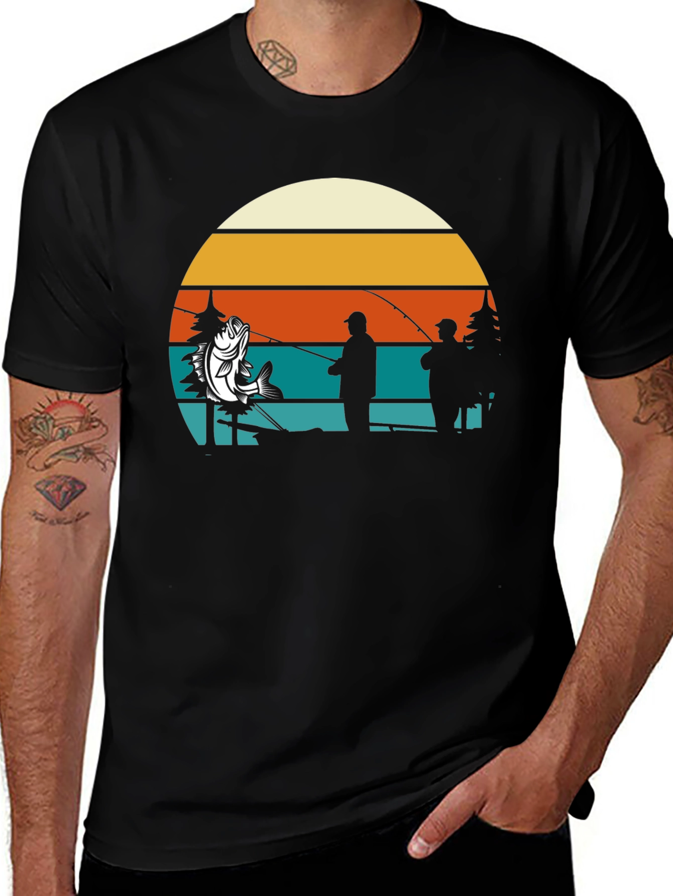 Fishing Retro Sunset T-Shirt