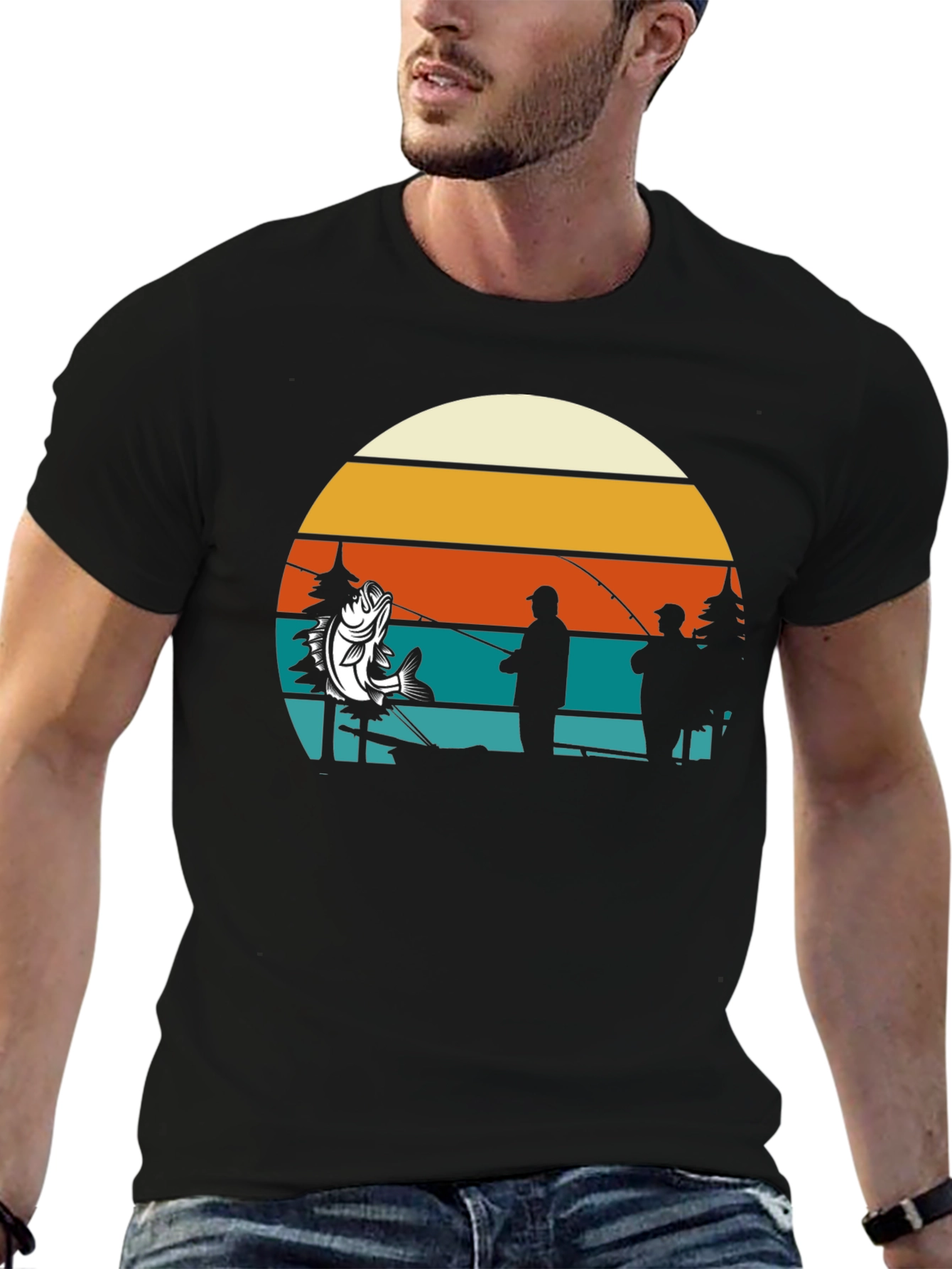 Fishing Retro Sunset T-Shirt