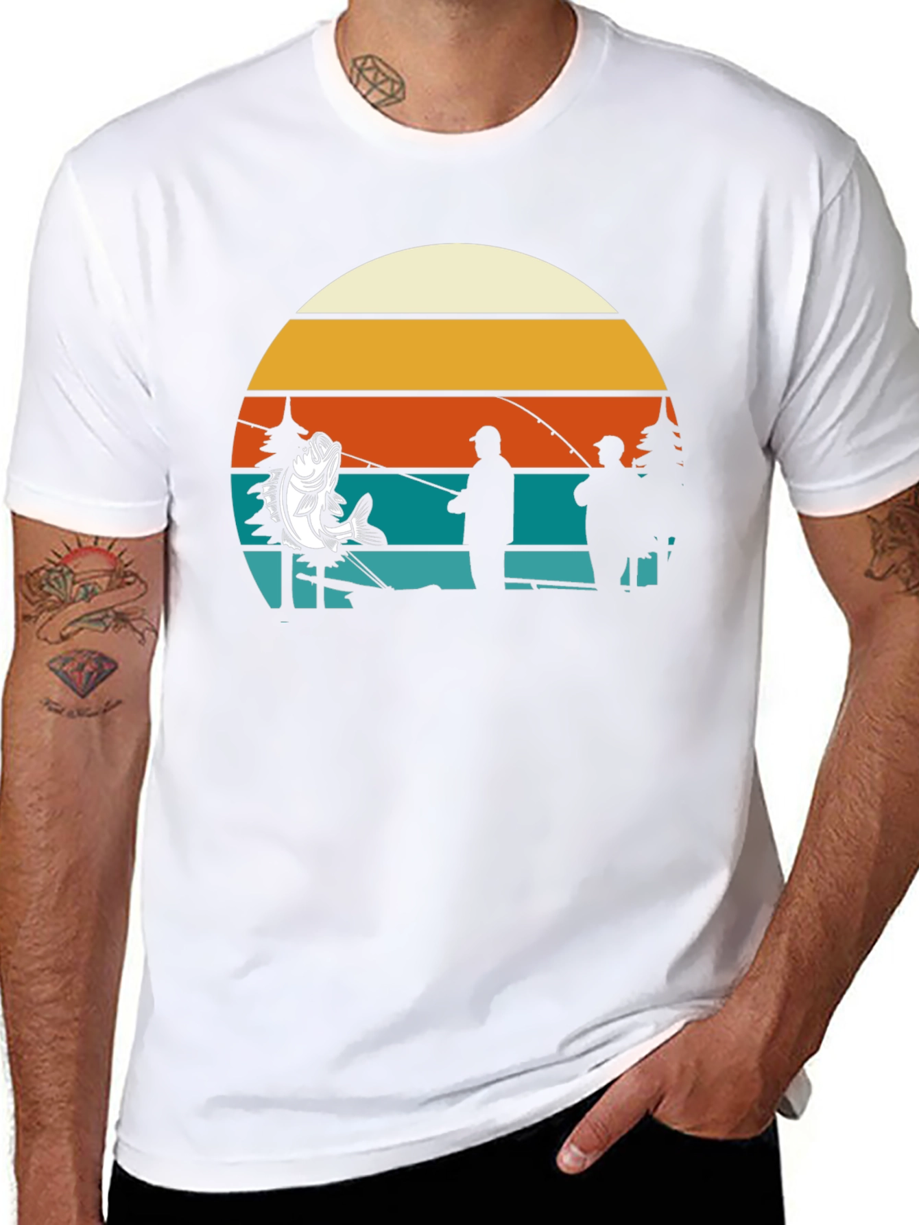 Fishing Retro Sunset T-Shirt