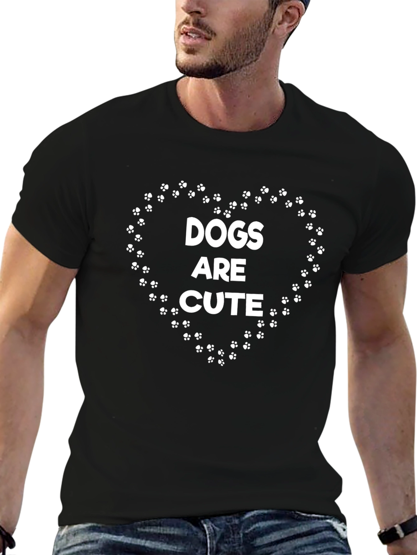 Dogs Are Cute T-Shirt - Paw Print Heart