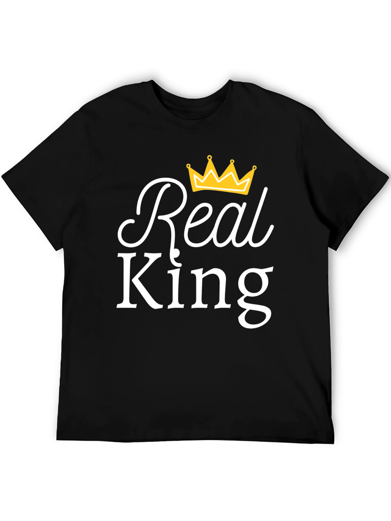 Real King Black T-Shirt with Crown Graphic