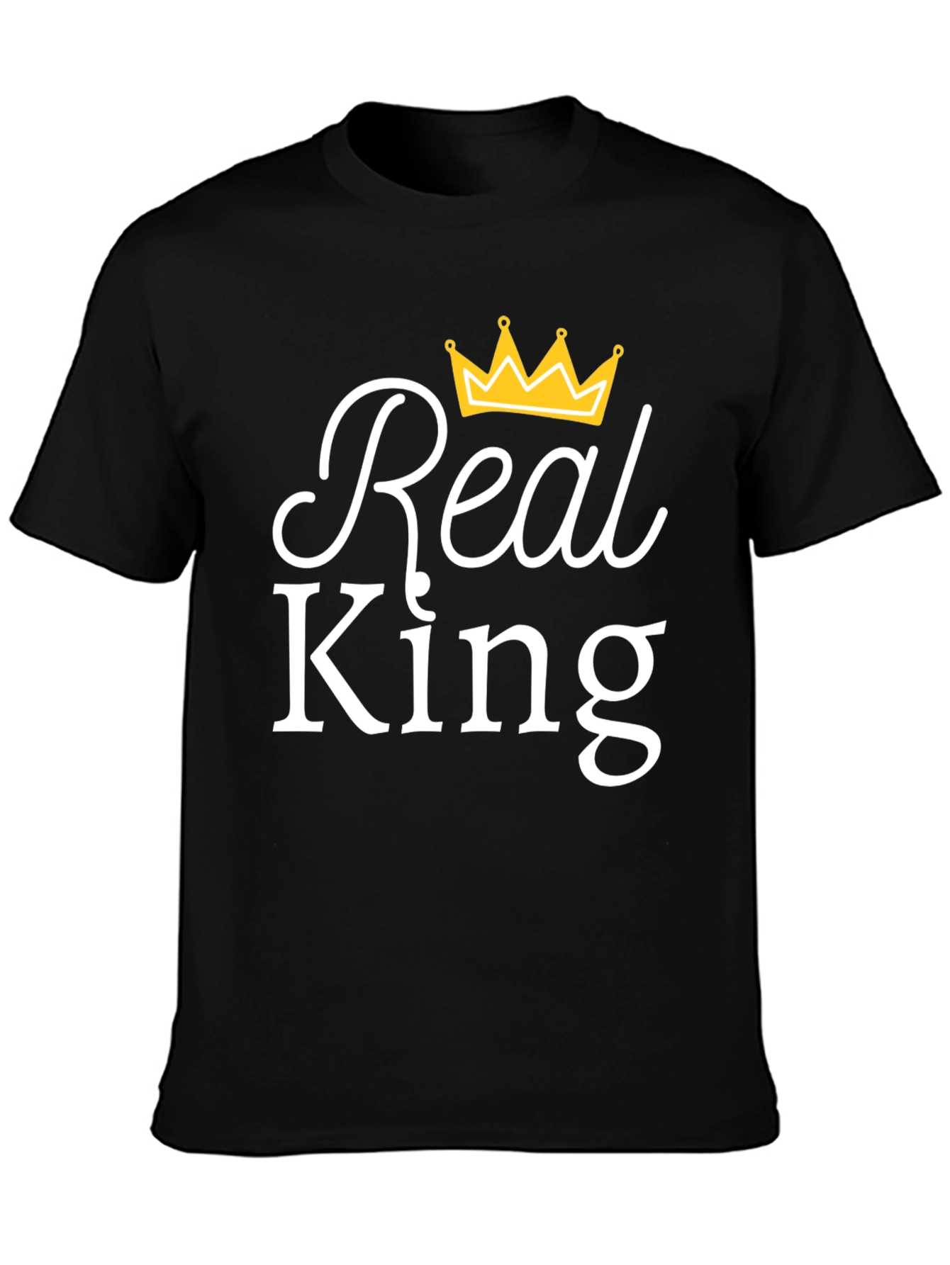 Real King Black T-Shirt with Crown Graphic