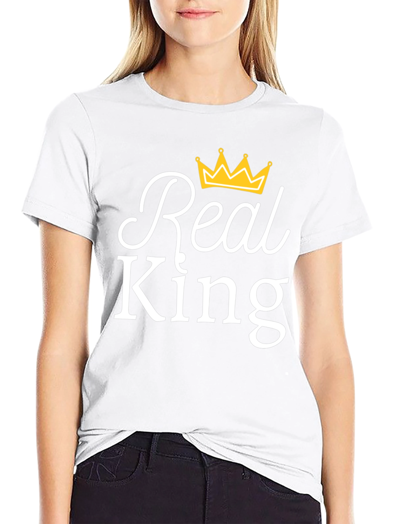 Real King Black T-Shirt with Crown Graphic