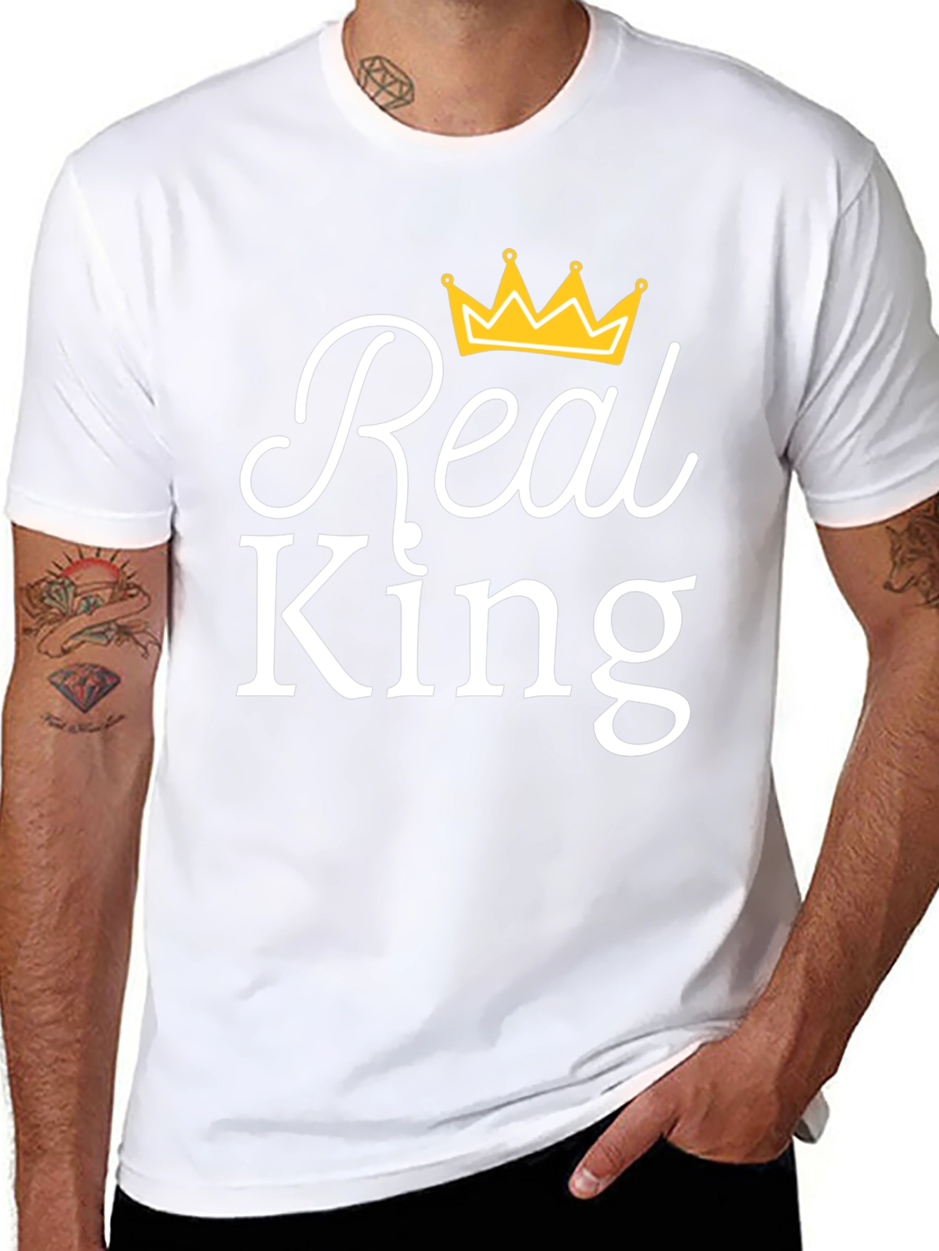 Real King Black T-Shirt with Crown Graphic