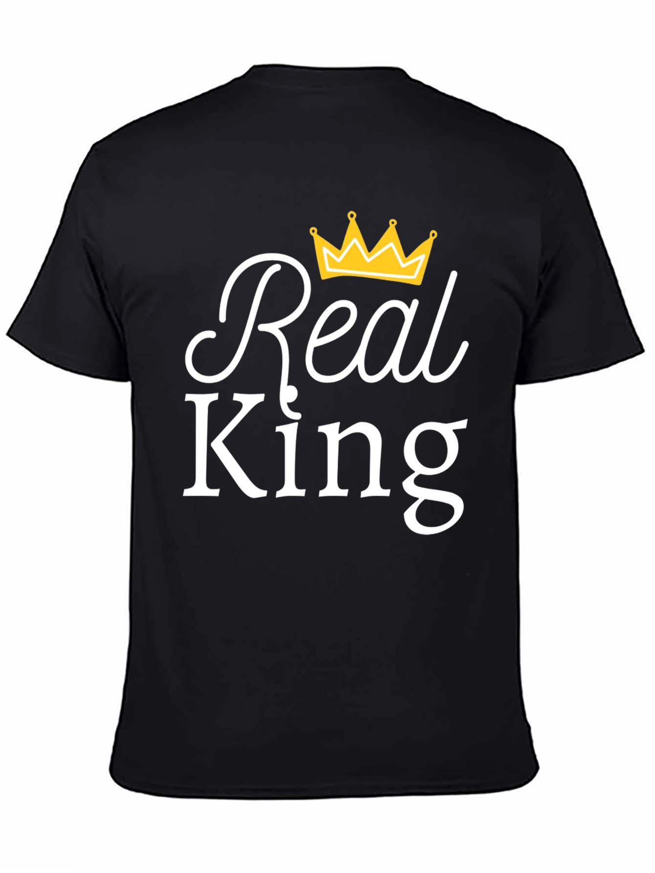 Real King Black T-Shirt with Crown Graphic