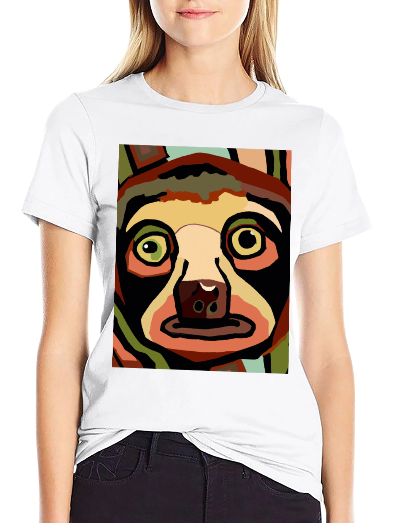 Abstract Sloth Graphic Tee - Black