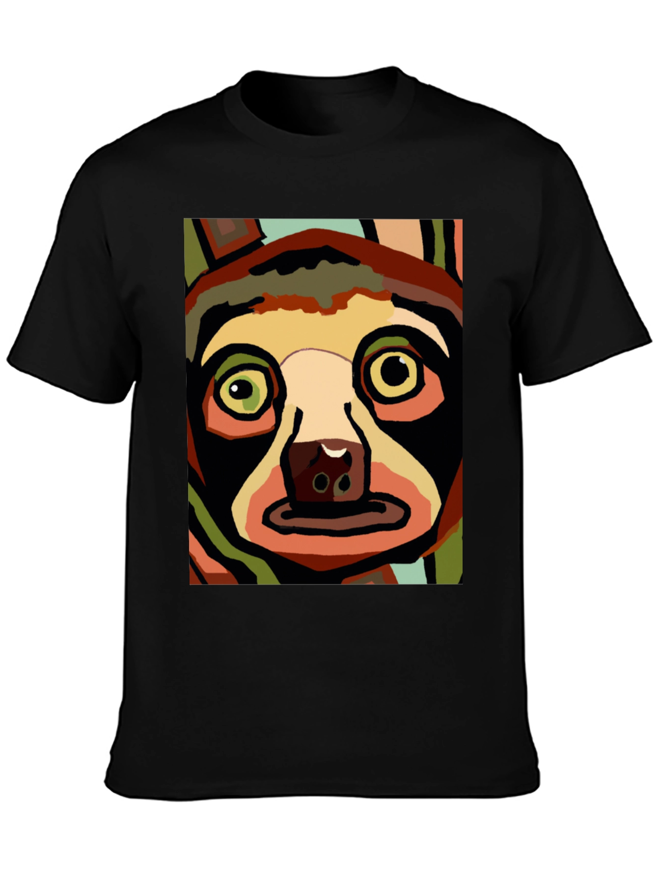Abstract Sloth Graphic Tee - Black