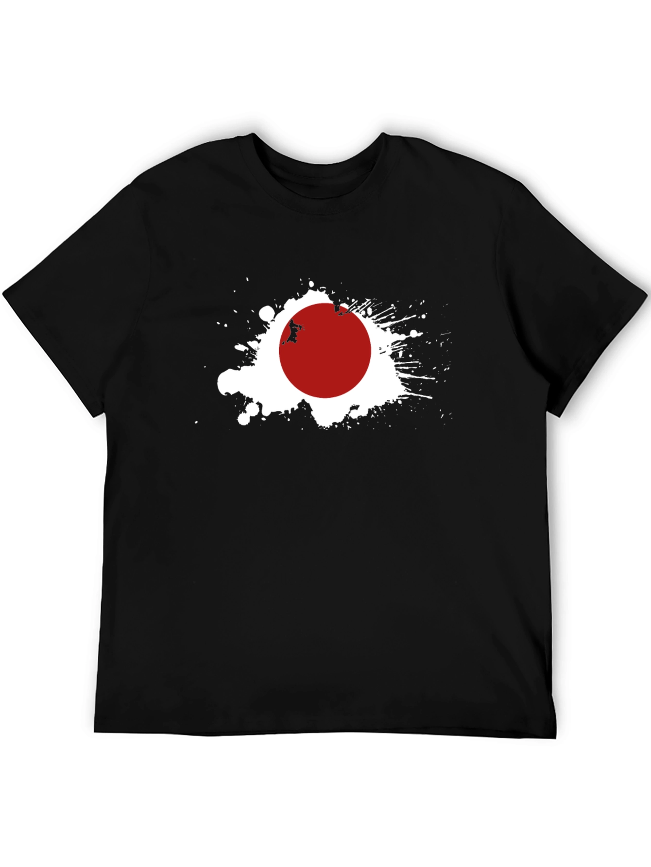 Japan Flag Graphic Tee - Black Crew Neck T-Shirt
