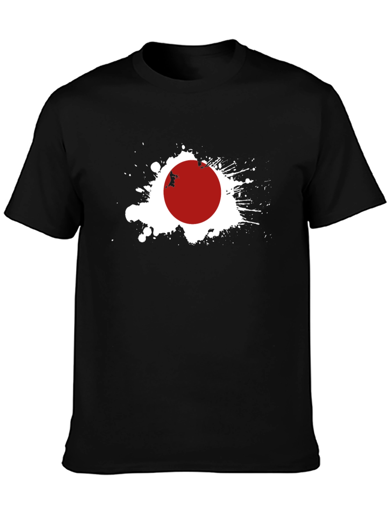 Japan Flag Graphic Tee - Black Crew Neck T-Shirt
