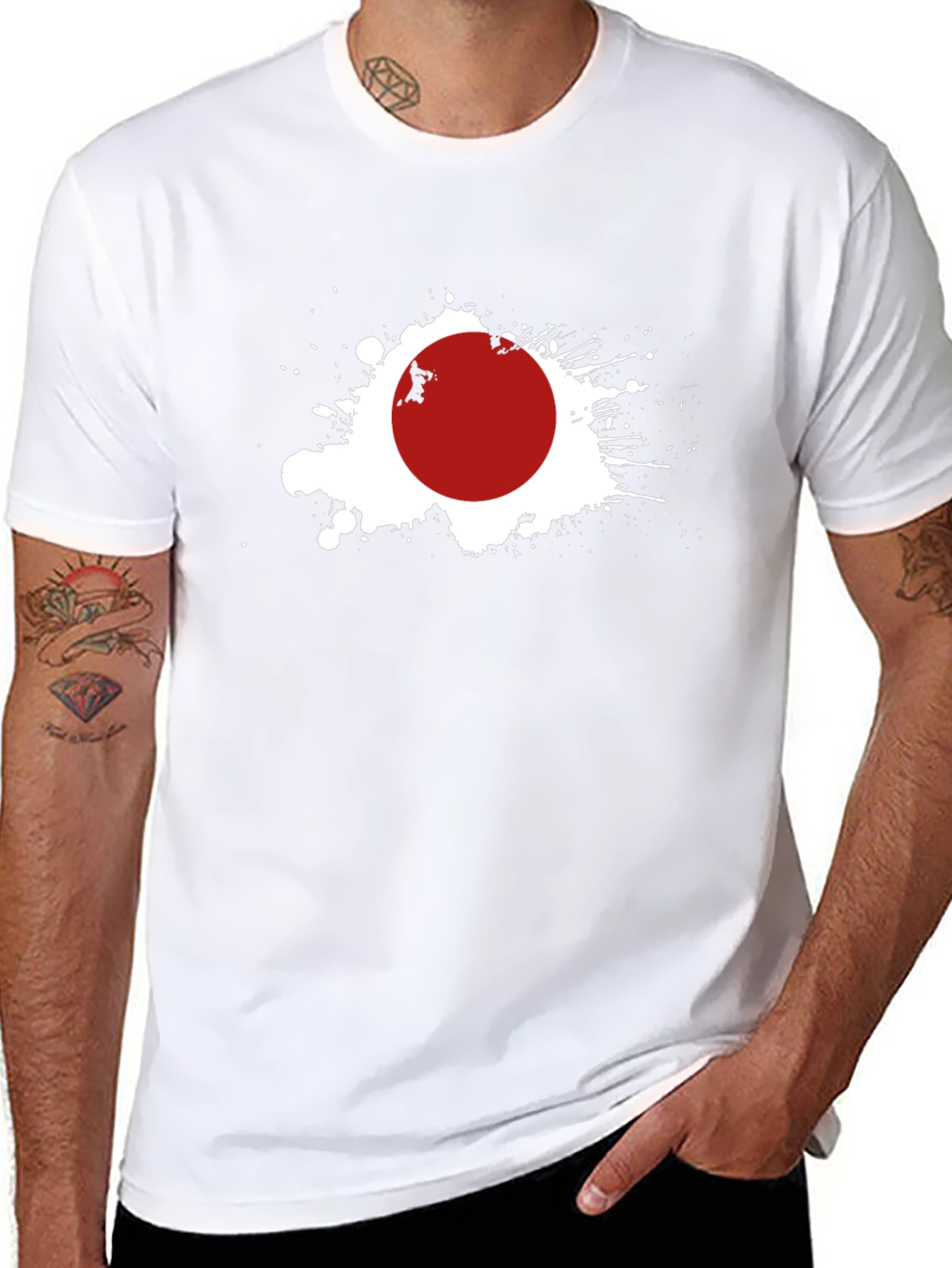 Japan Flag Graphic Tee - Black Crew Neck T-Shirt