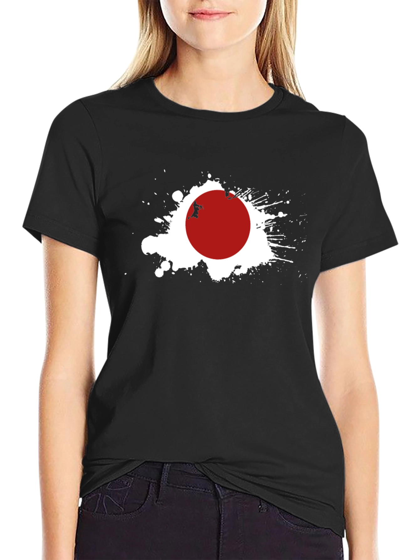 Japan Flag Graphic Tee - Black Crew Neck T-Shirt