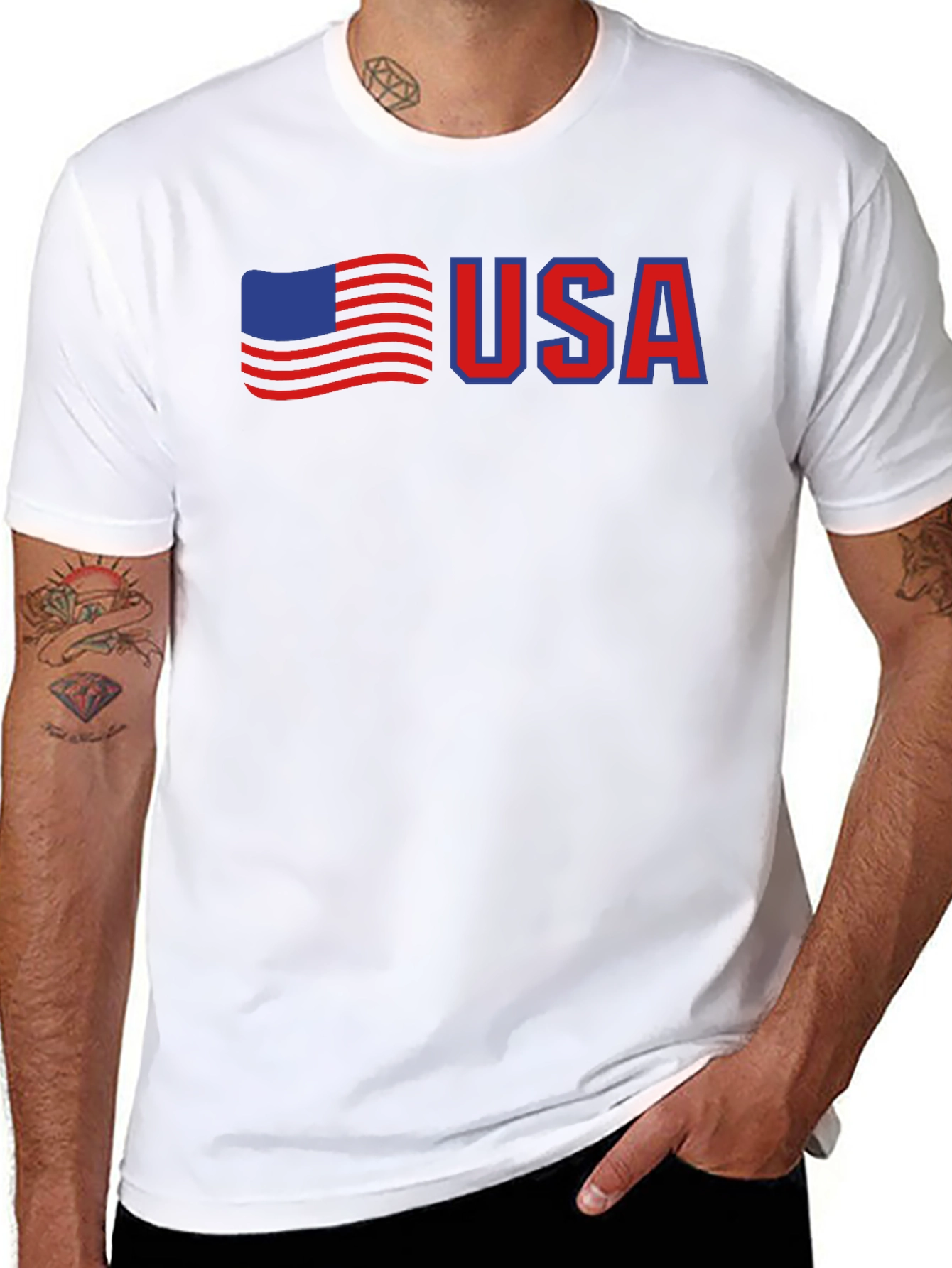 USA Flag Graphic Tee - Patriotic Black T-Shirt