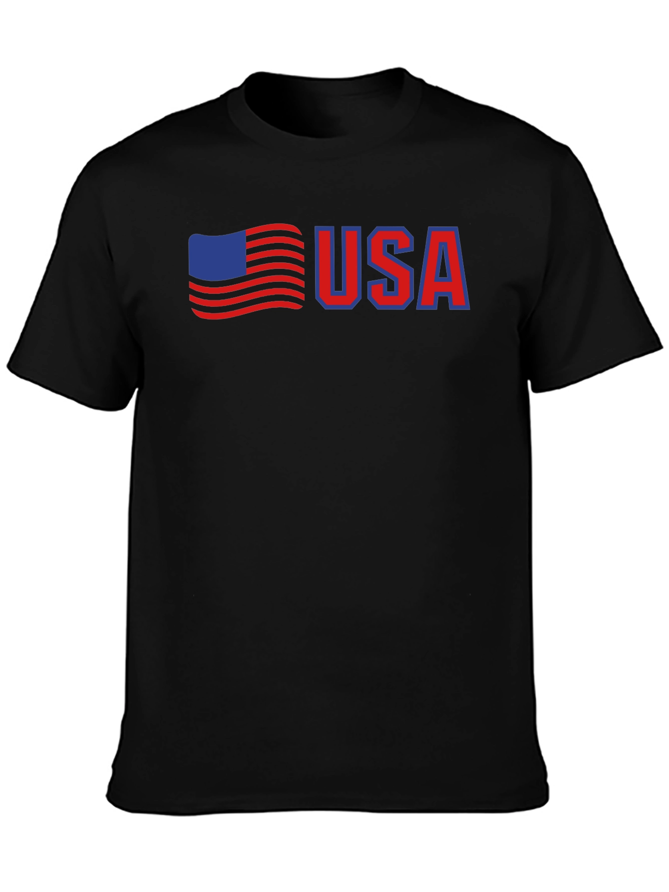 USA Flag Graphic Tee - Patriotic Black T-Shirt