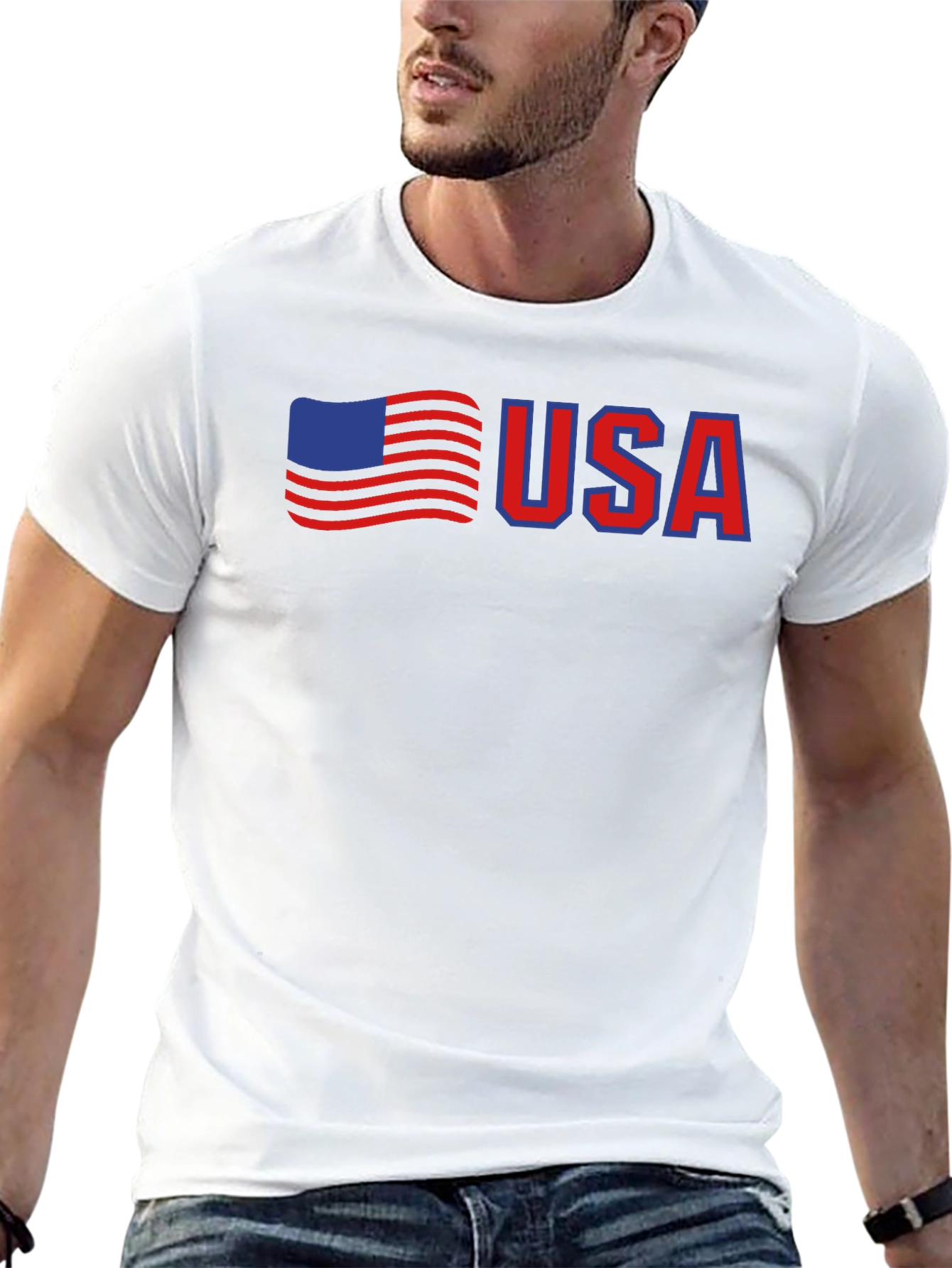 USA Flag Graphic Tee - Patriotic Black T-Shirt