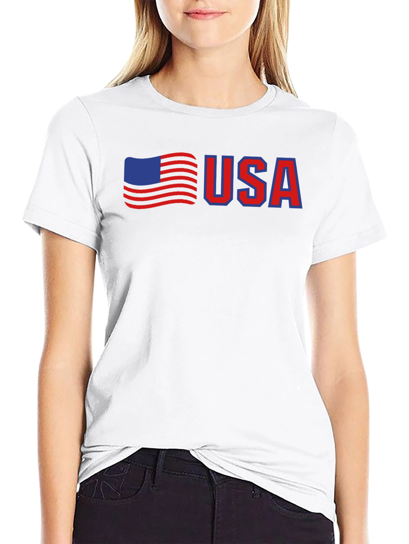 USA Flag Graphic Tee - Patriotic Black T-Shirt