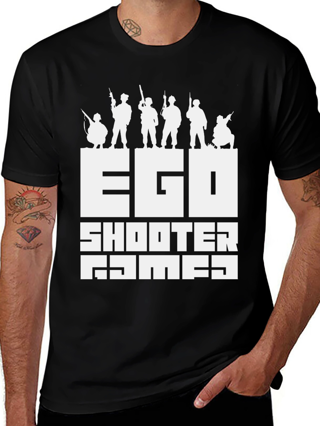 Ego Shooter Games Black Graphic T-Shirt