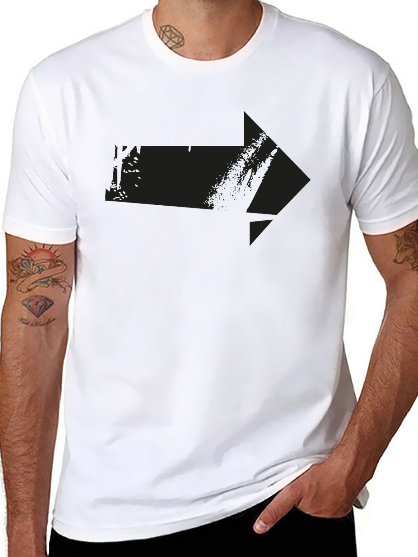 Mens Black Graphic Tee - Arrow Design
