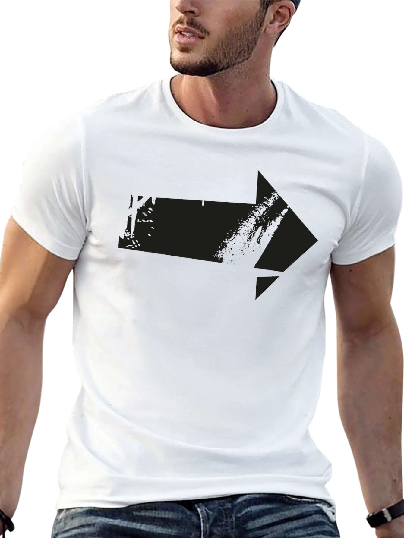 Mens Black Graphic Tee - Arrow Design