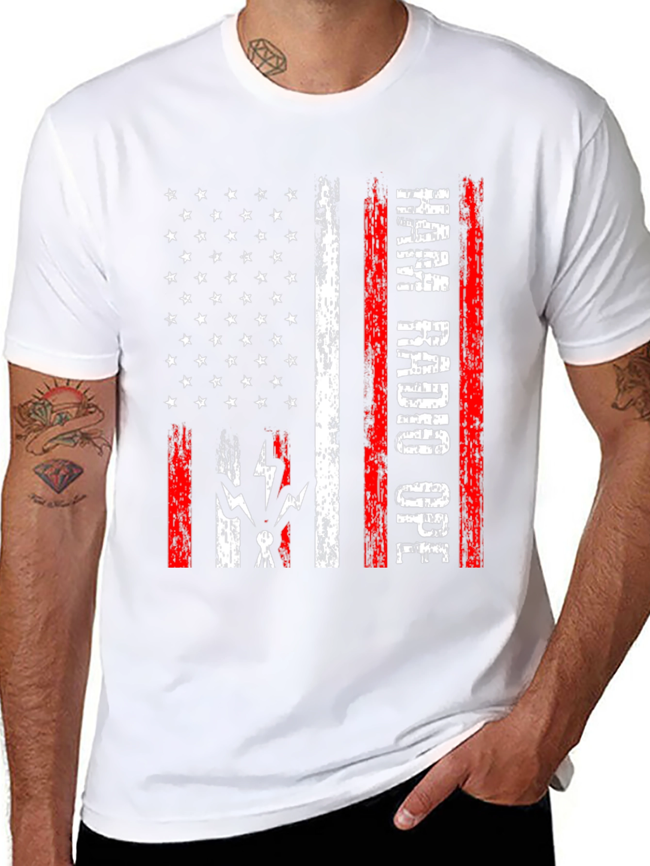 Ham Radio Operator Patriotic American Flag T-Shirt