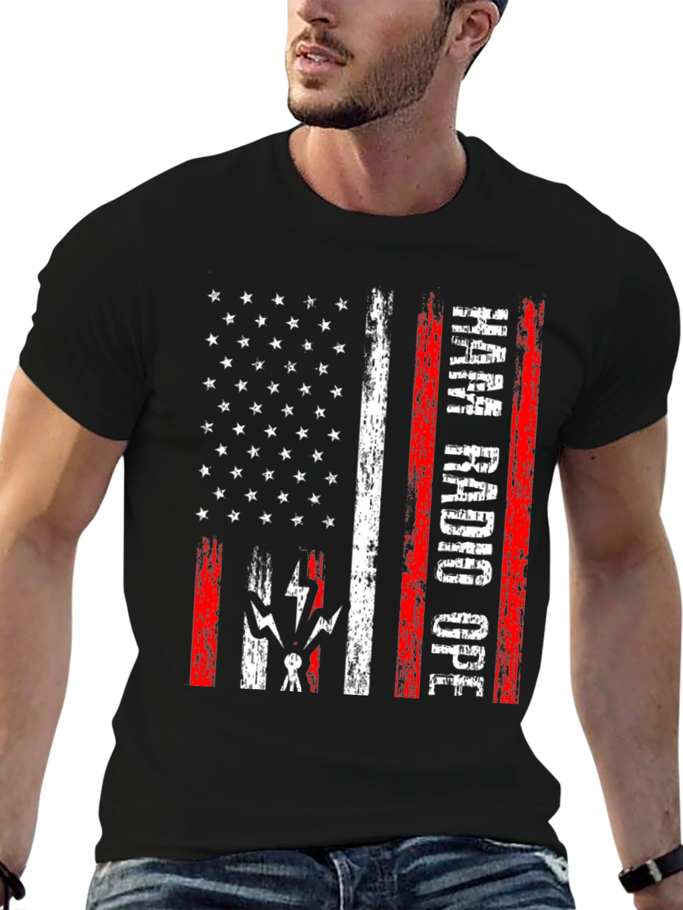 Ham Radio Operator Patriotic American Flag T-Shirt