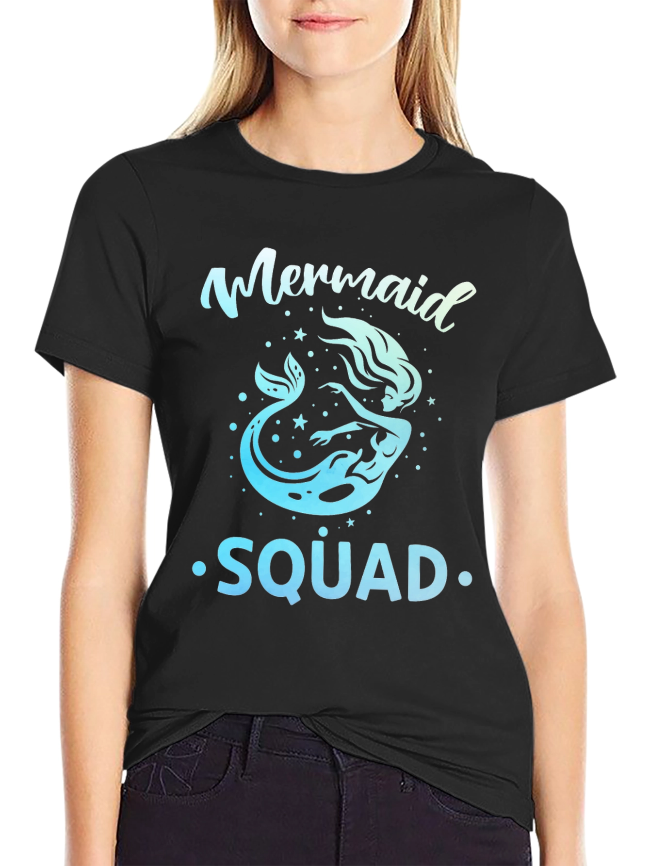 Mermaid Squad Graphic Tee - Black