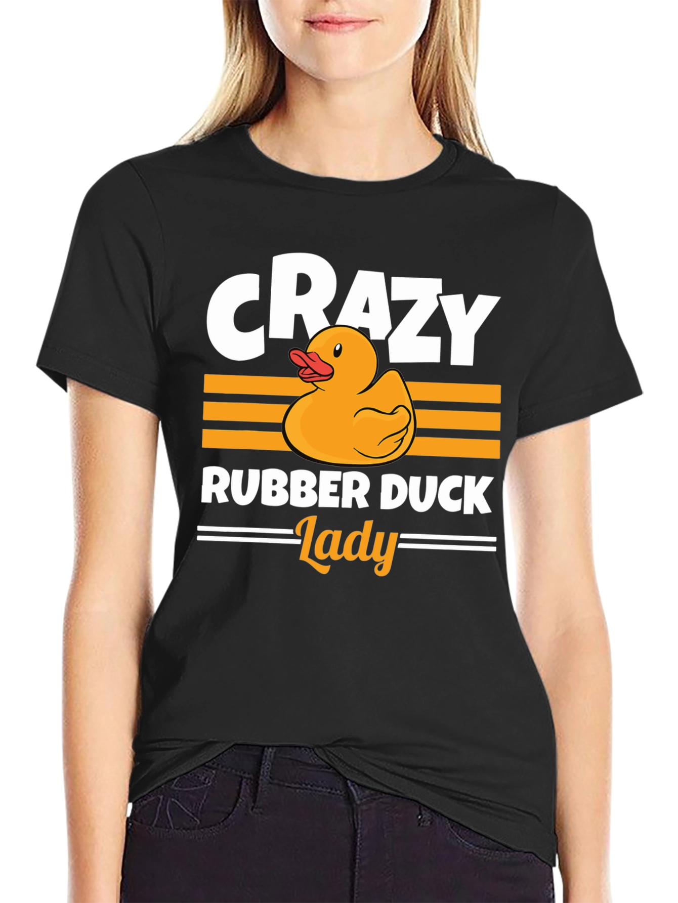 Crazy Rubber Duck Lady T-Shirt